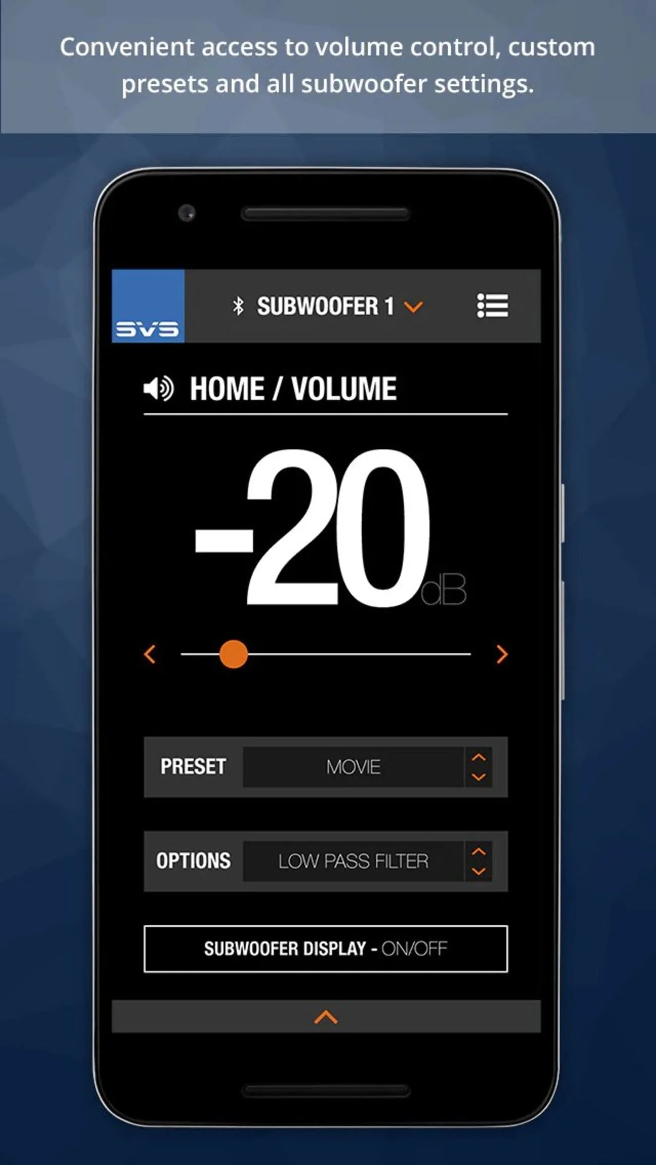 Điều khiển thông minh qua ứng dụng SVS Subwoofer Control App