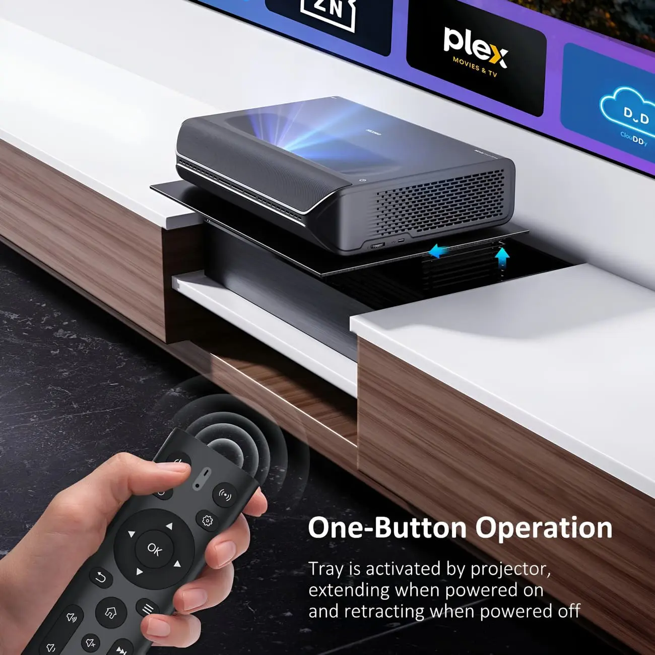 Giá đỡ máy chiếu NexiGo AS400 – Khay trượt nâng UST tự động