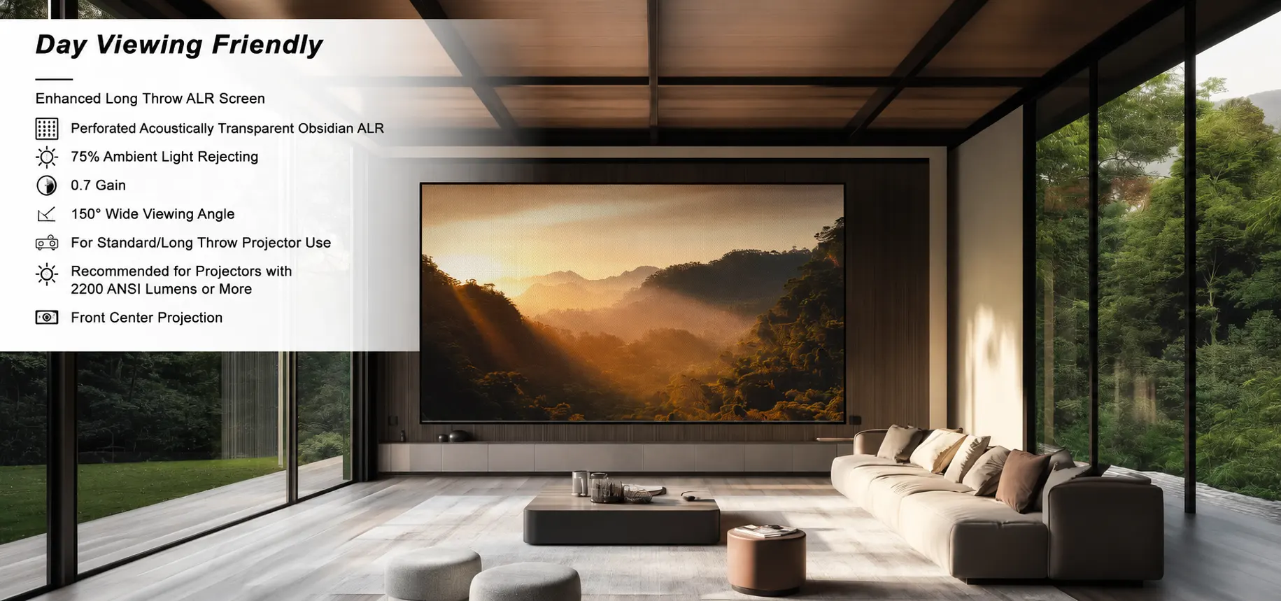 Màn chiếu quang học Xuyên Âm VIVIDSTORM Perforated Obsidian ALR VFPALR120H 120 inch (16:9)