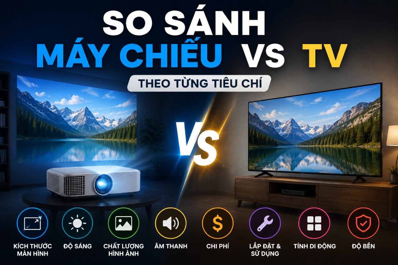 So sánh máy chiếu và TV