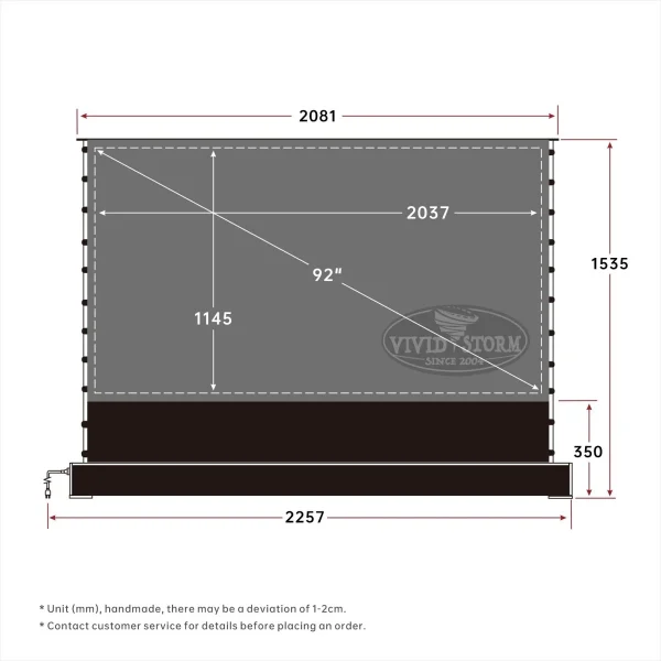 Màn chiếu quang học ALR UST để sàn Vividstorm VSDSTUST92H 92 inch