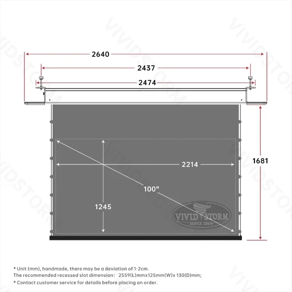 Màn chiếu âm trần quang học VIVIDSTORM Obsidian Long Throw ALR VPCLALR110H 110 inch