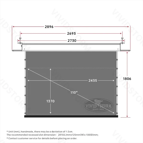 Màn chiếu âm trần quang học VIVIDSTORM Obsidian Long Throw ALR VPCLALR110H 110 inch