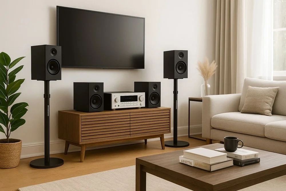 Chân đế loa Nakamichi cho Shockwafe Wireless giúp tối ưuu không gian