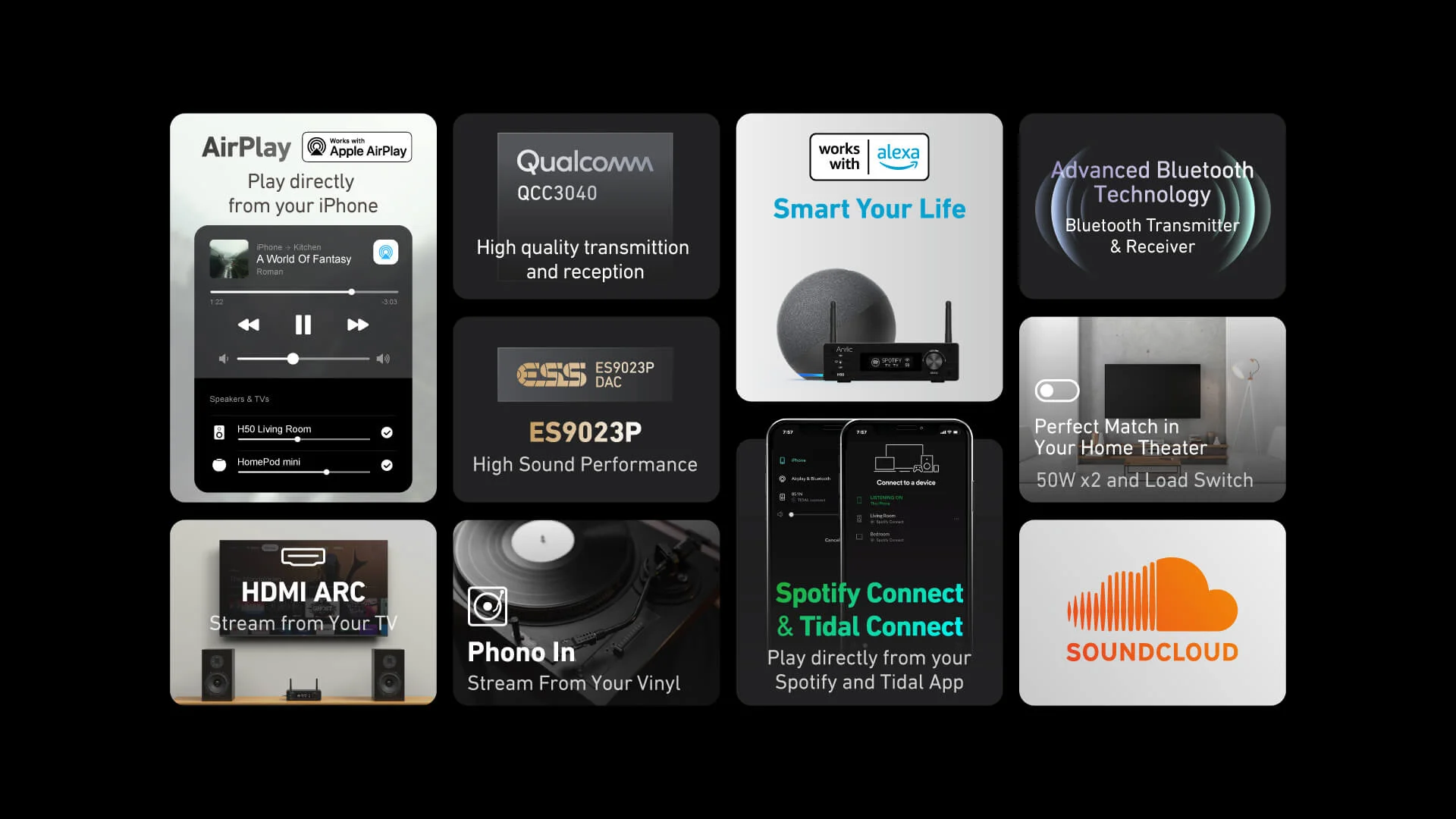 Hỗ trợ AirPlay 2, Spotify Connect, Tidal Connect, cùng nhiều chuẩn kết nối tiên tiến