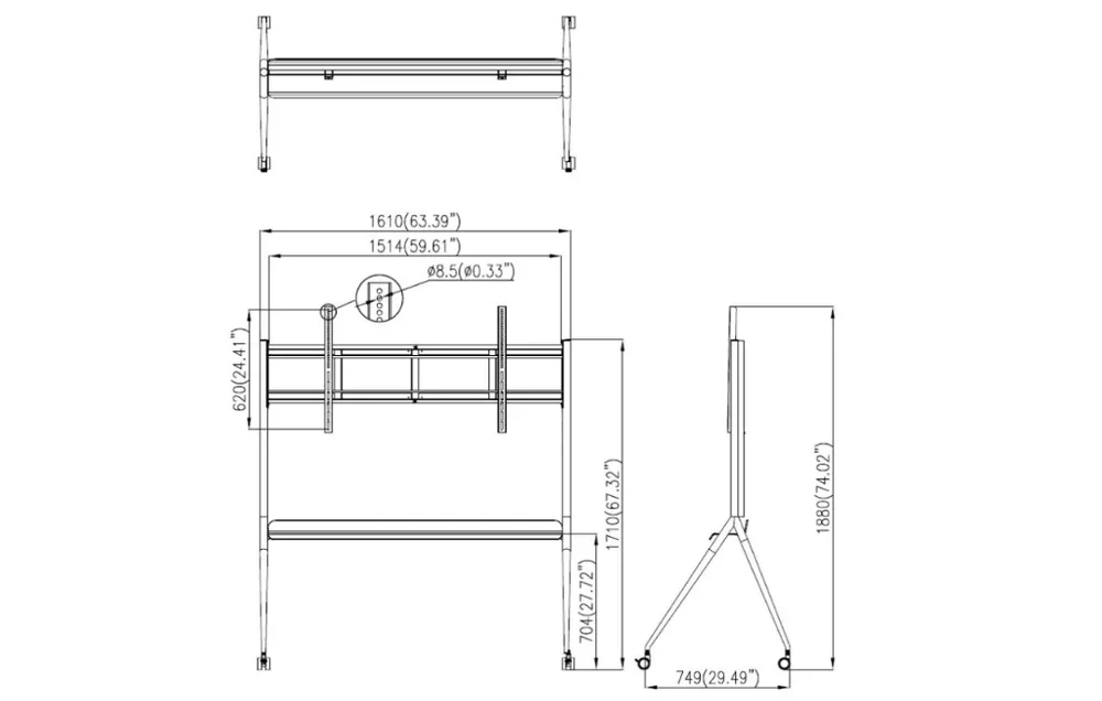 Thông số chi tiết của sản phẩm giá đỡ Hikvision DS-D5ABKY2-B 86-98 inch