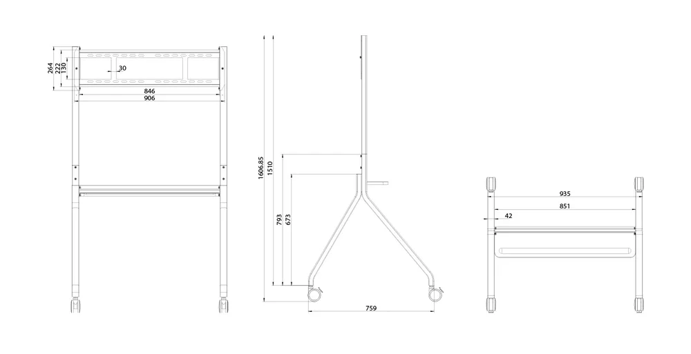 Mobile Cart được trang bị 4 bánh xe chịu lực