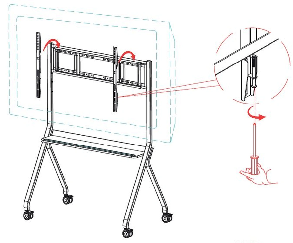 Tích hợp khay để thiết bị như laptop, OPS, receiver hoặc bộ chia tín hiệu