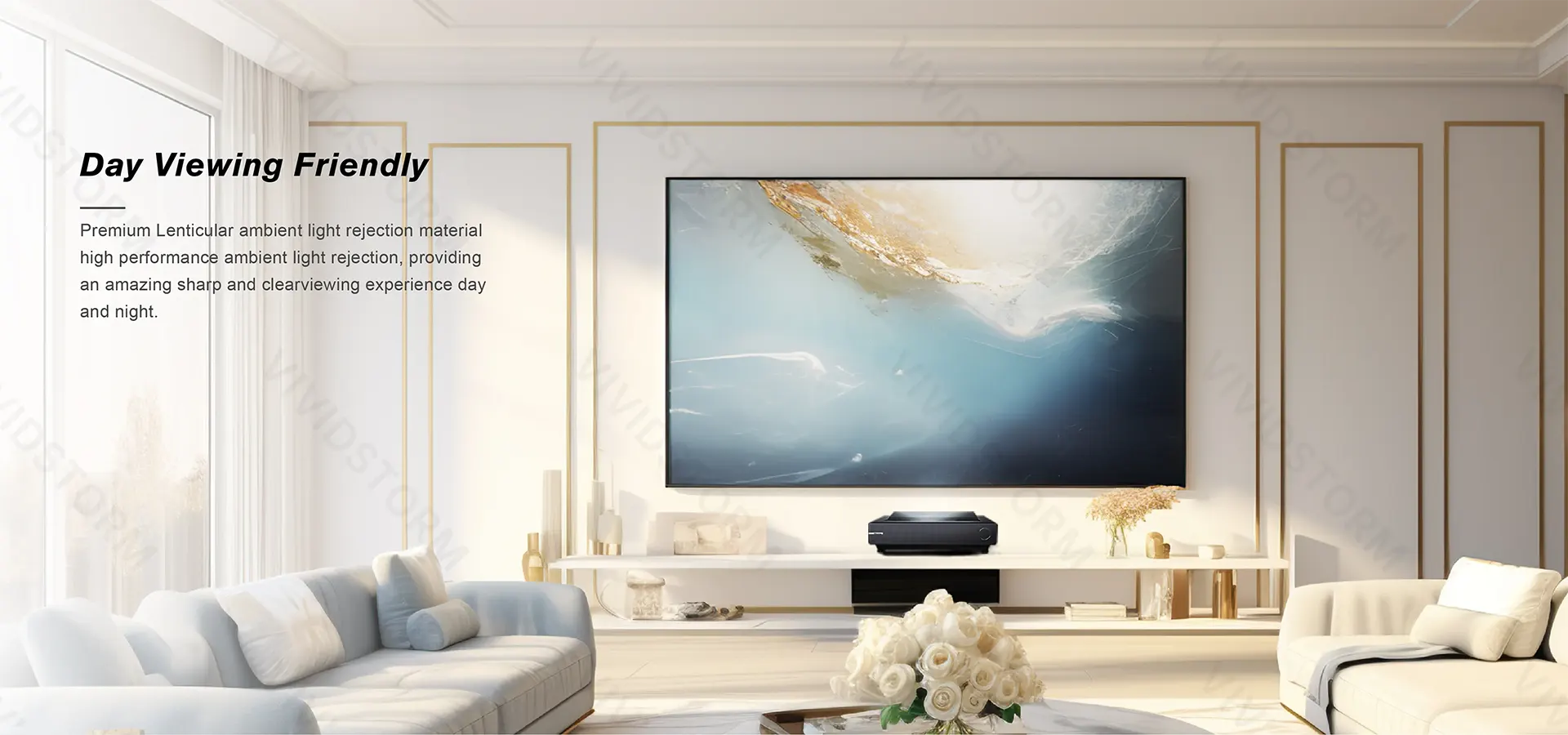 Màn chiếu quang học Lenticular ALR VividStorm xem tốt ban ngày