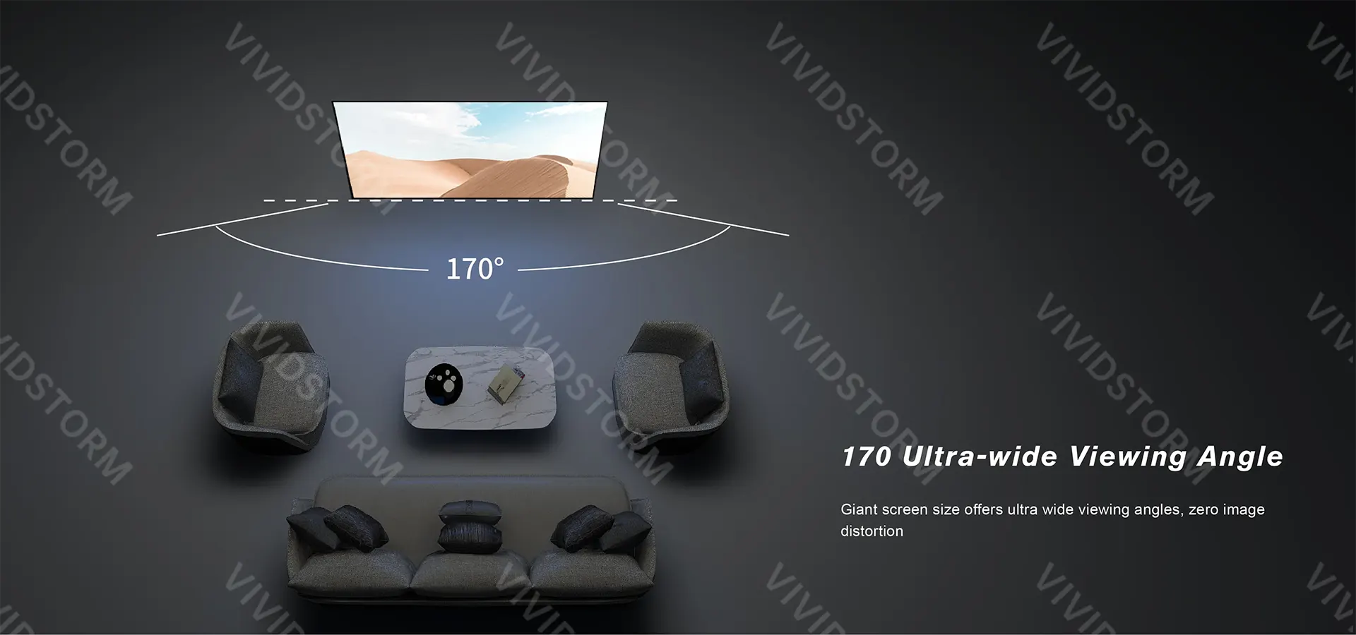 Màn chiếu VividStorm Lite Hyper góc nhìn rộng 170 độ không méo hình