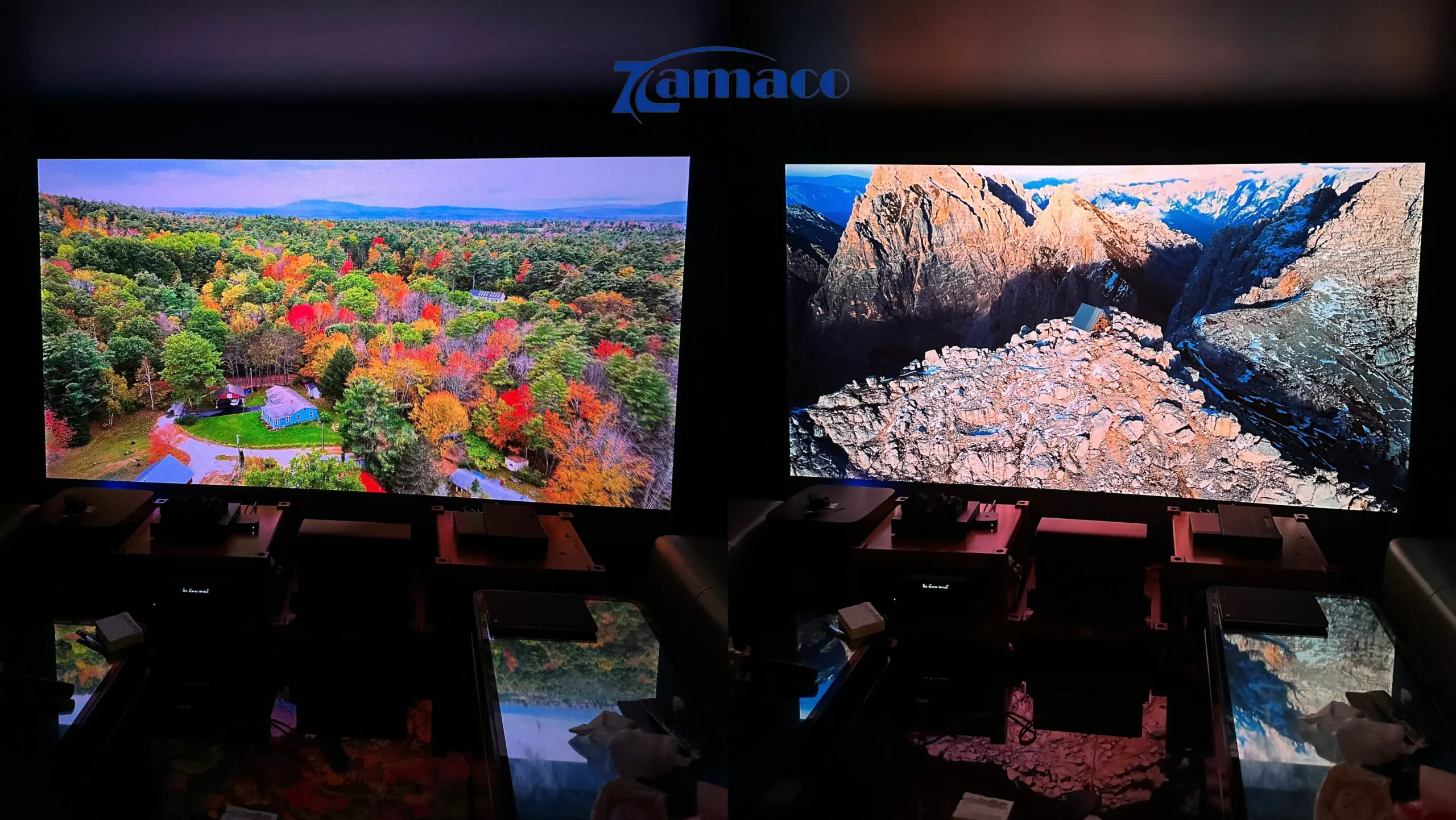 Hình ảnh trình chiếu 4K sắc nét từ ViewSonic LX700 4K-RGB, màu sắc rực rỡ, độ tương phản cao, mang lại trải nghiệm xem phim sống động trong không gian phòng giải trí cao cấp.