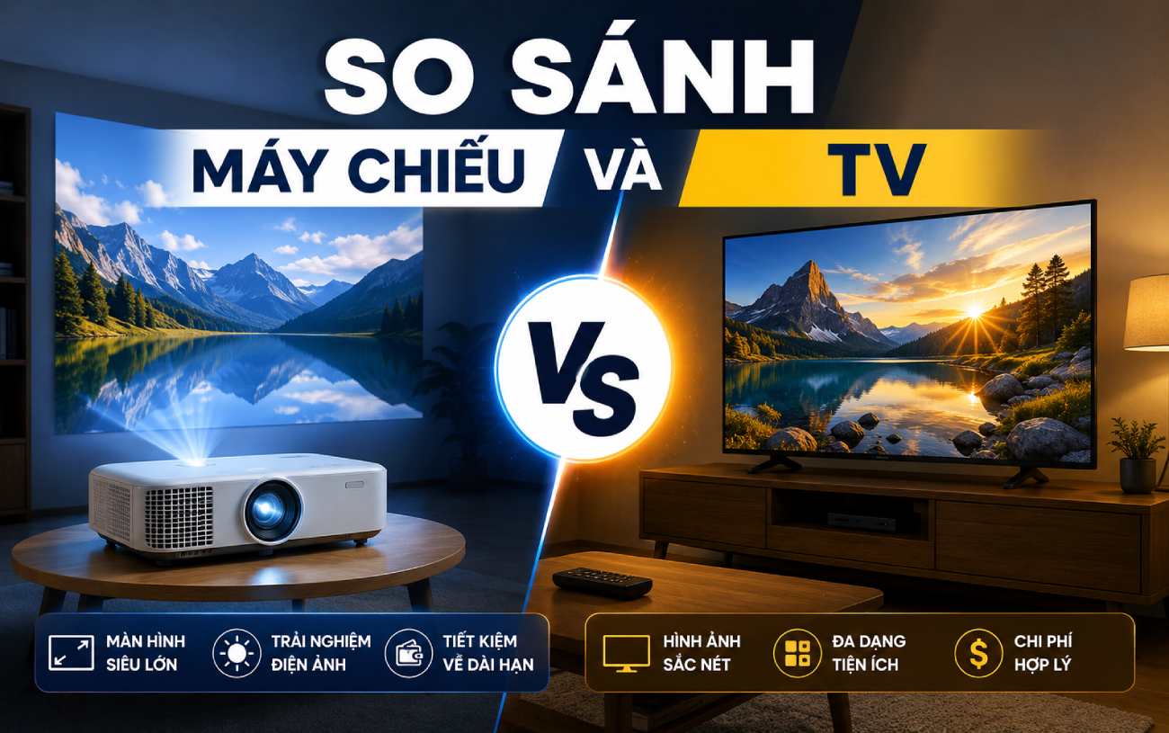 So sánh máy chiếu và TV
