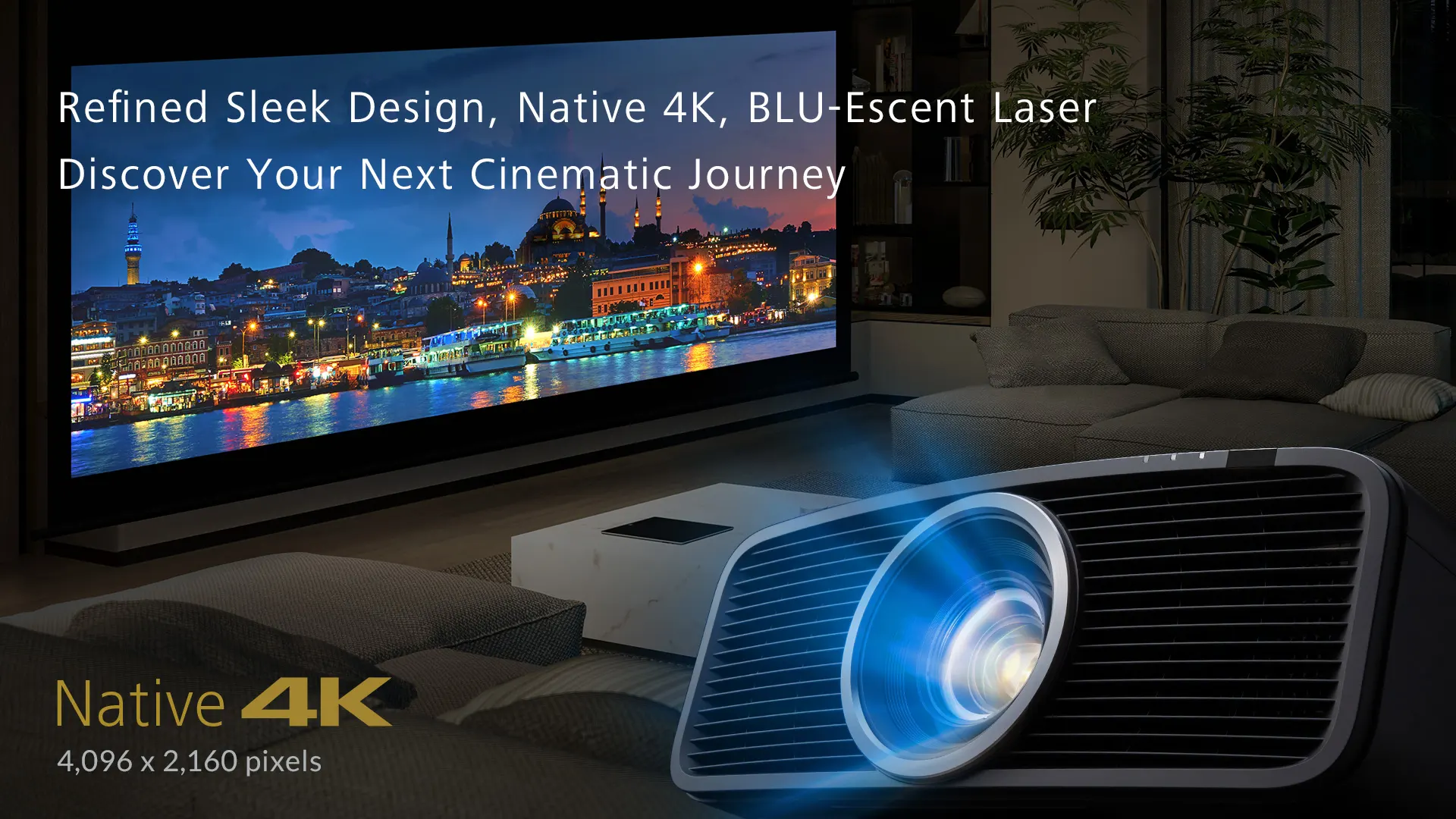 Máy chiếu 4K native JVC DLA-NZ700BE màu đen, công nghệ D-ILA